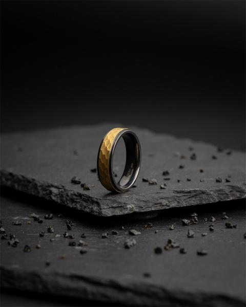 6 mm Titanring mit schwarzem und goldenem Finish - Duplus Black Gold